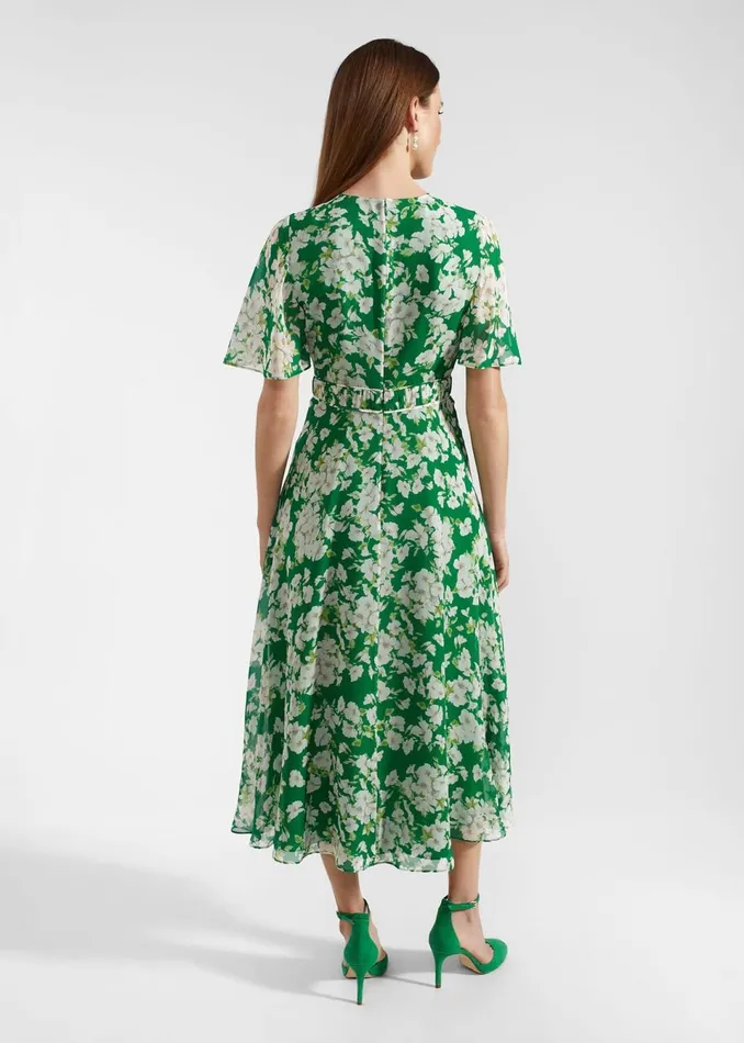 Women Dresses and Jumpsuits Hobbs Bronwyn Silk Midi Dress Green Multi