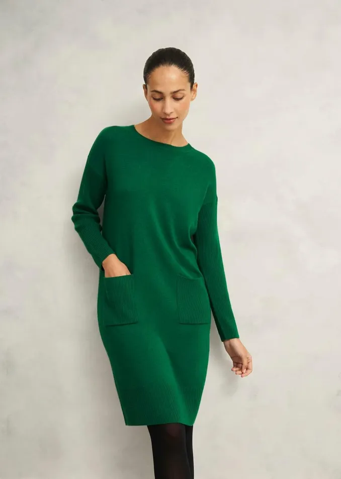 Women Dresses and Jumpsuits Hobbs Devora Knitted Dress With Cashmere Verdent Green