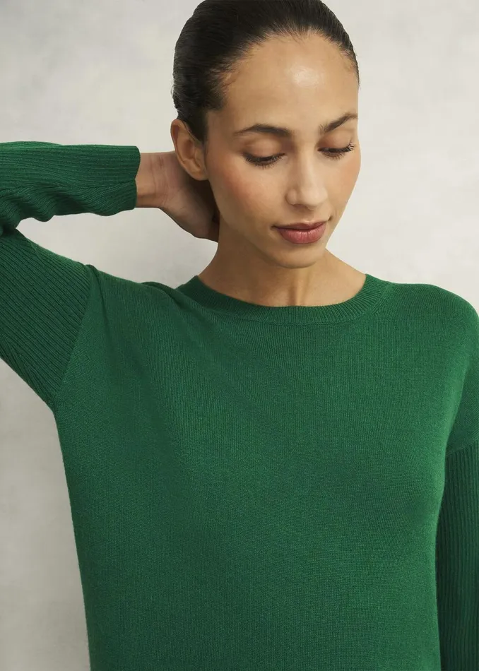 Women Dresses and Jumpsuits Hobbs Devora Knitted Dress With Cashmere Verdent Green