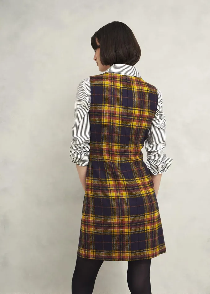 Women Dresses and Jumpsuits Hobbs Margot Wool Dress Navy Ochre