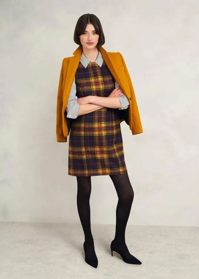 Women Dresses and Jumpsuits Hobbs Margot Wool Dress Navy Ochre