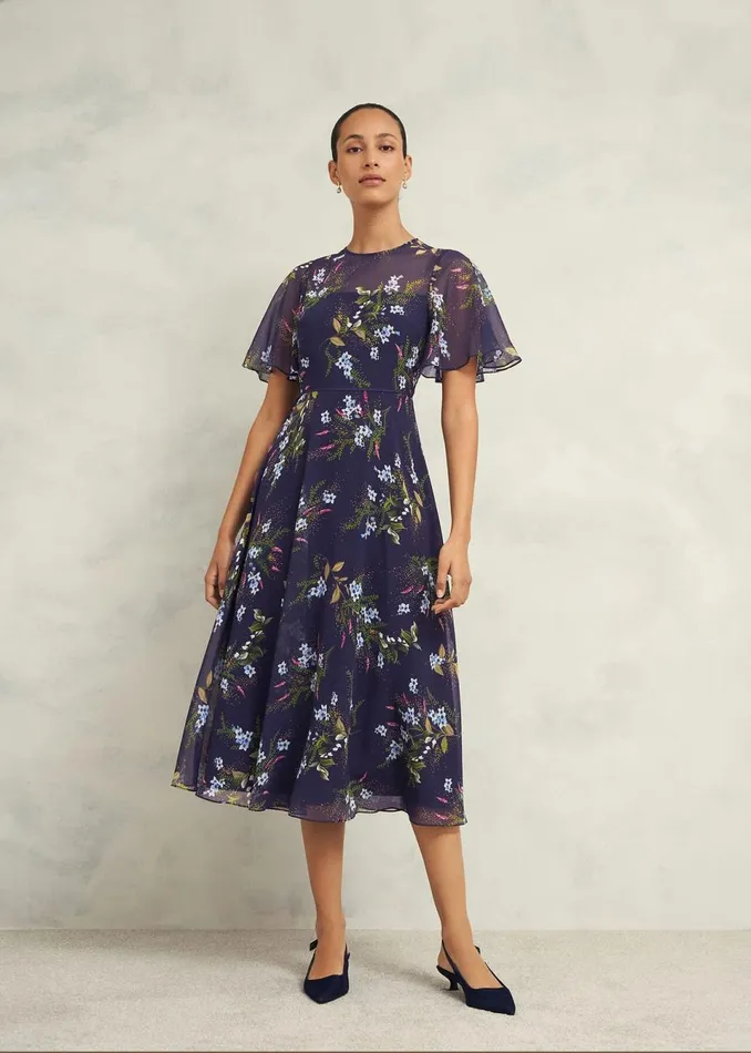 Women Dresses and Jumpsuits Hobbs Petite Callie Midi Dress Navy Multi