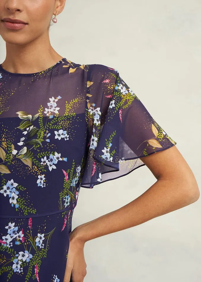 Women Dresses and Jumpsuits Hobbs Petite Callie Midi Dress Navy Multi