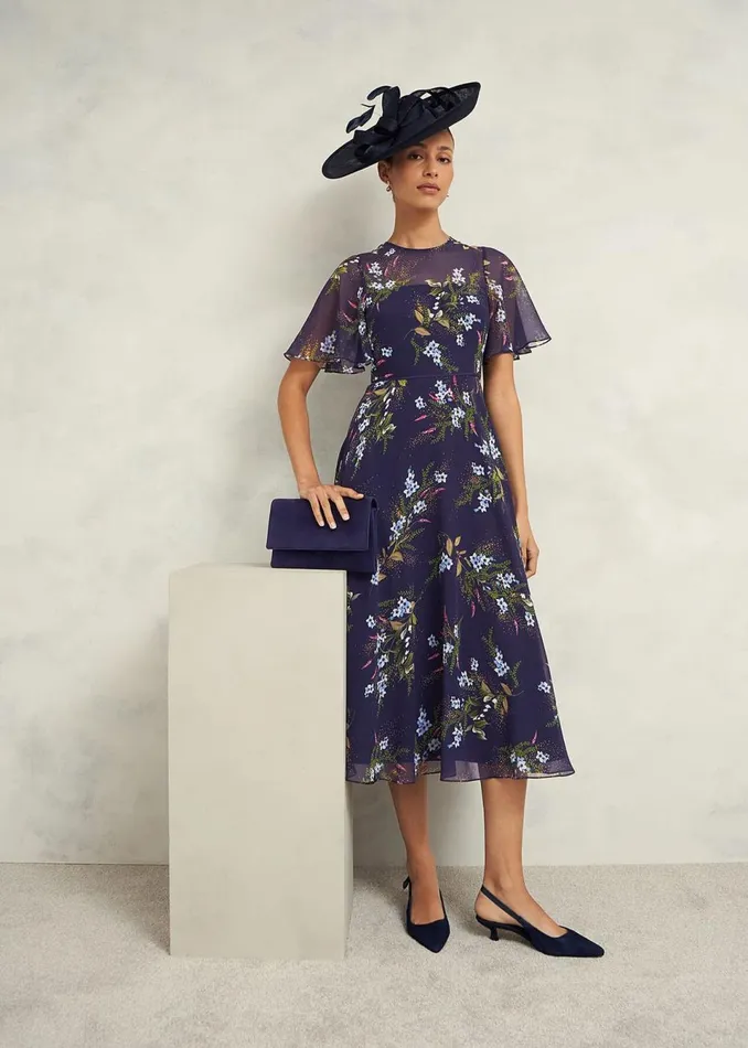 Women Dresses and Jumpsuits Hobbs Petite Callie Midi Dress Navy Multi