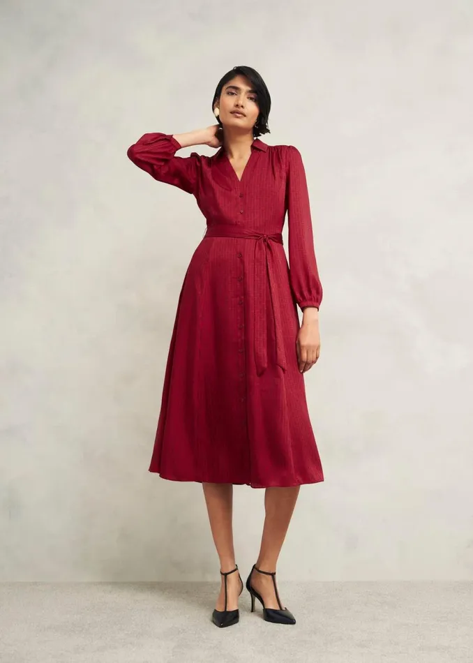 Women Dresses and Jumpsuits Hobbs Petite Yvonne Shirt Dress Red Multi