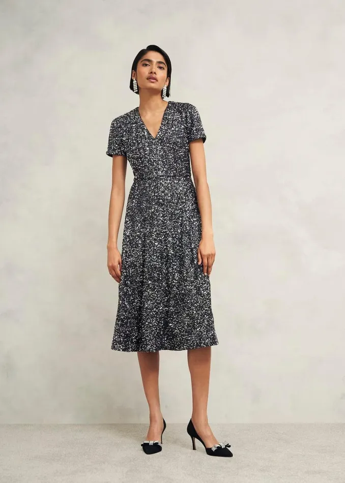 Women Dresses and Jumpsuits Hobbs Tatiana Sequin Dress Black Silver