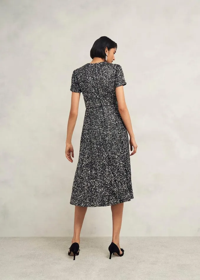 Women Dresses and Jumpsuits Hobbs Tatiana Sequin Dress Black Silver