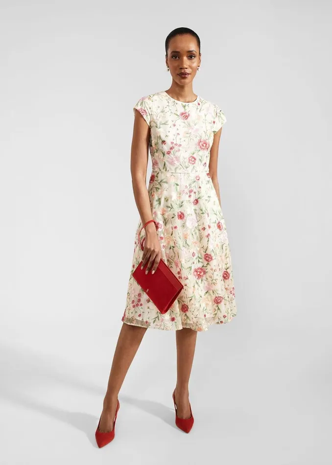 Women Dresses and Jumpsuits Hobbs Tia Embroidered Dress Cream Multi