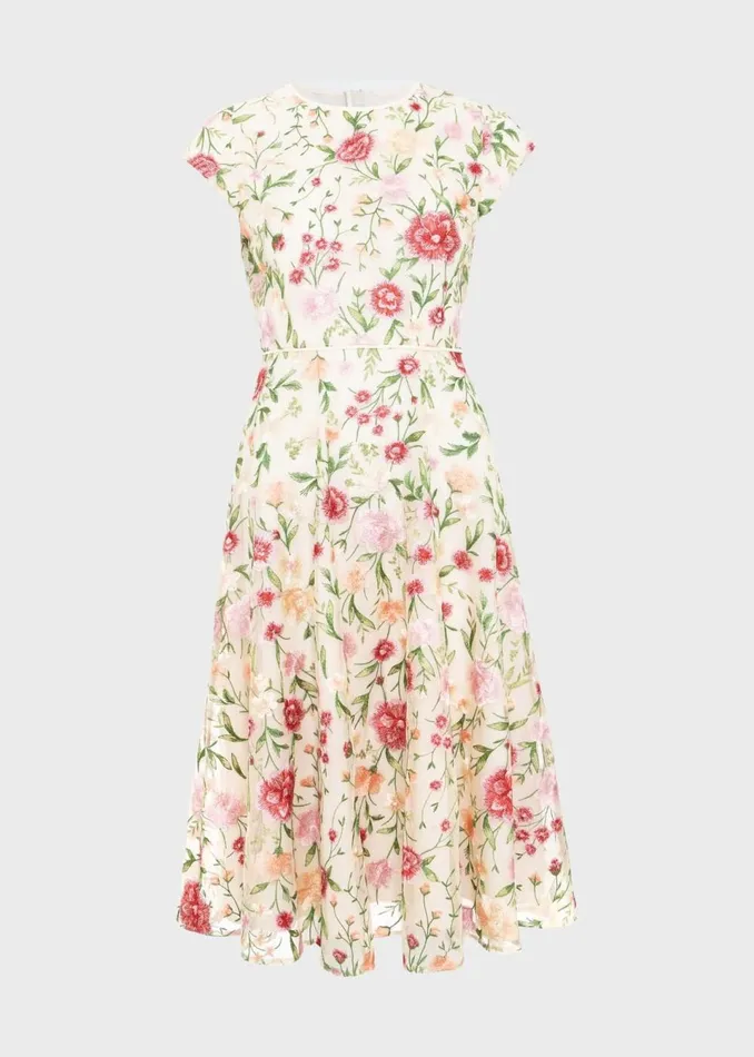Women Dresses and Jumpsuits Hobbs Tia Embroidered Dress Cream Multi