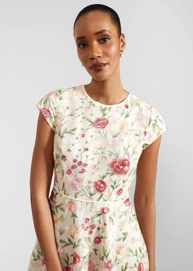 Women Dresses and Jumpsuits Hobbs Tia Embroidered Dress Cream Multi