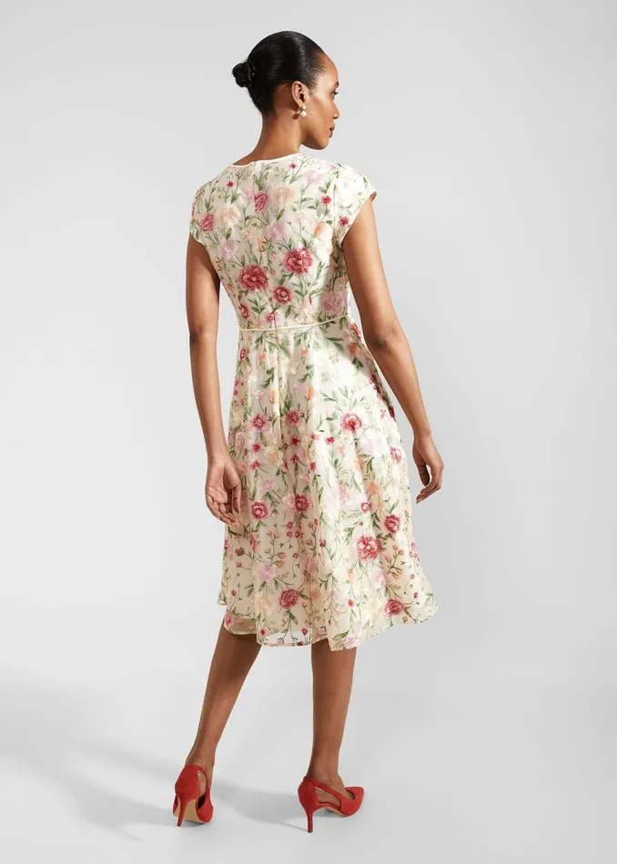 Women Dresses and Jumpsuits Hobbs Tia Embroidered Dress Cream Multi