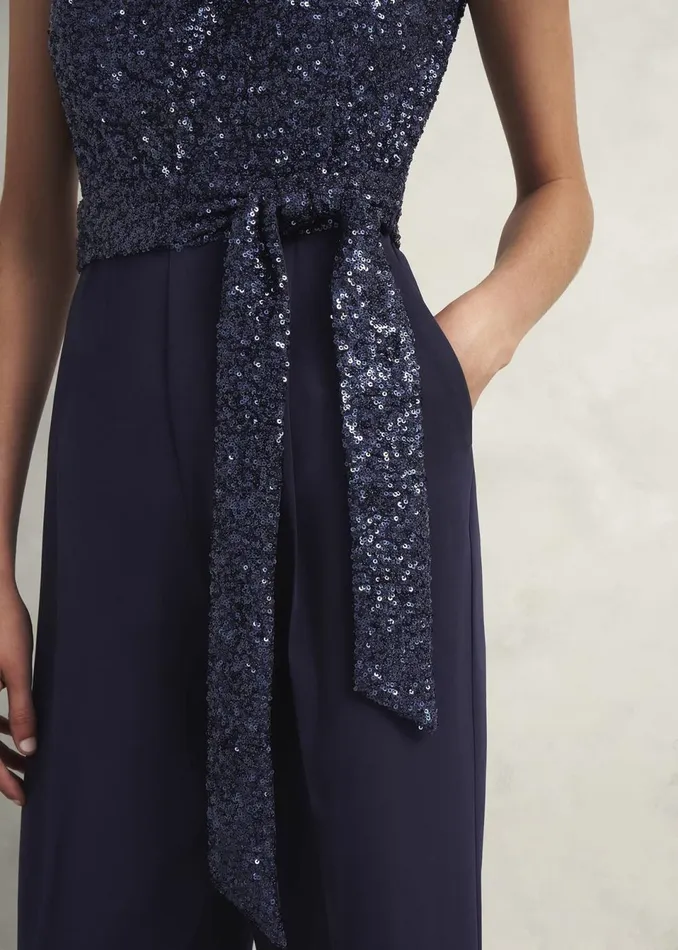 Women Dresses and Jumpsuits Hobbs Zuri Sequin Jumpsuit Midnight Navy