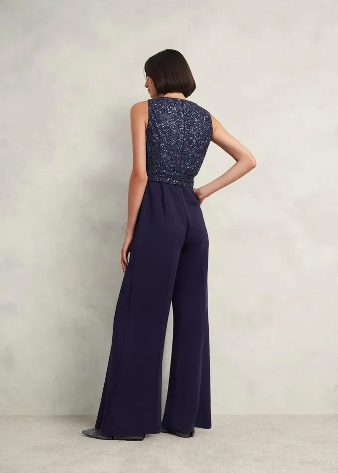 Women Dresses and Jumpsuits Hobbs Zuri Sequin Jumpsuit Midnight Navy