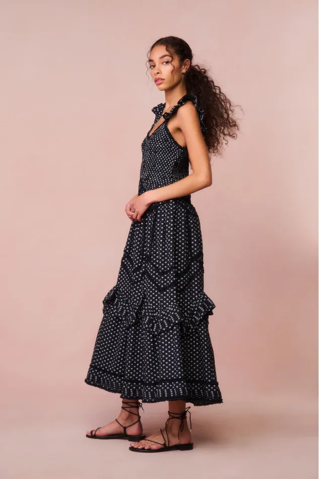 Women Dresses LoveShackFancy Brin Cotton Bow Dress Midnight Snowfall