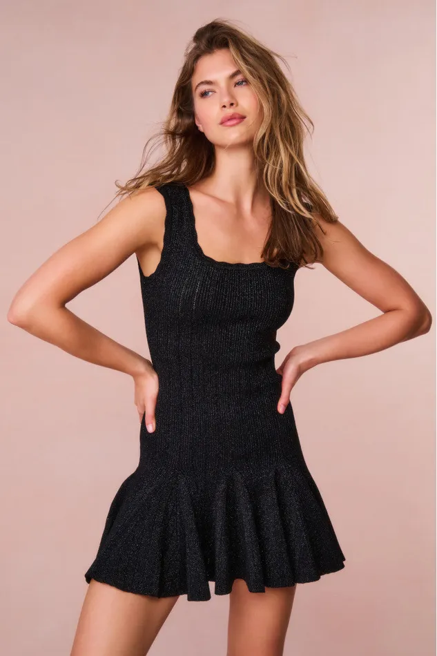 Women Dresses LoveShackFancy Maryanne Metallic Knit Mini Dress Black