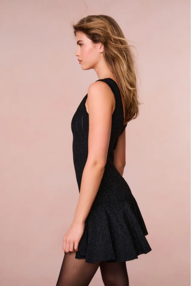 Women Dresses LoveShackFancy Maryanne Metallic Knit Mini Dress Black