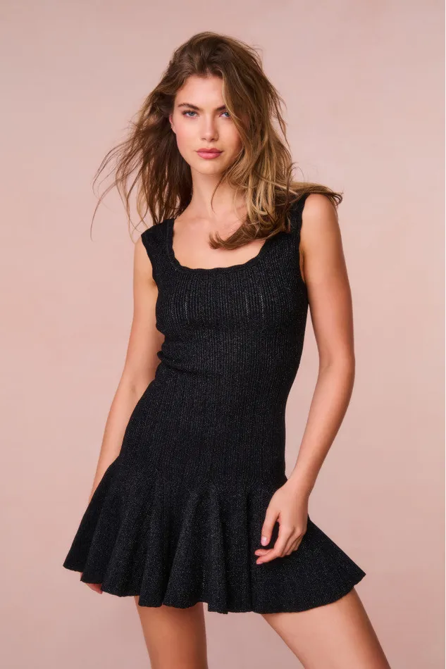 Women Dresses LoveShackFancy Maryanne Metallic Knit Mini Dress Black
