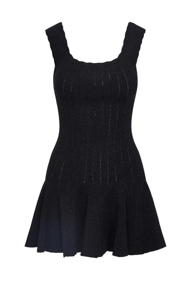 Women Dresses LoveShackFancy Maryanne Metallic Knit Mini Dress Black