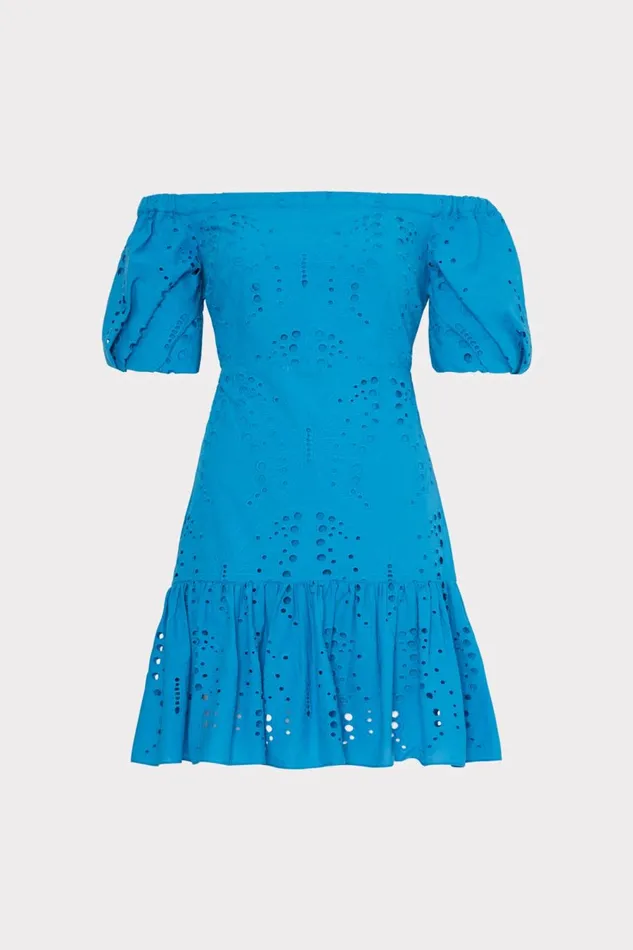 Women Dresses Milly Butterfly Eyelet Off The Shoulder Dress Blue