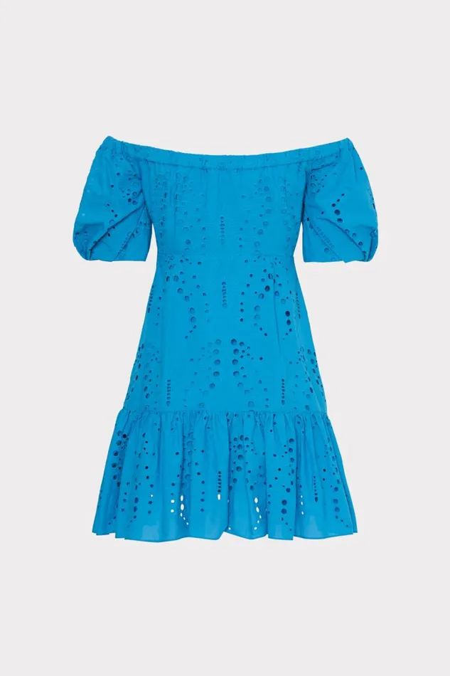 Women Dresses Milly Butterfly Eyelet Off The Shoulder Dress Blue