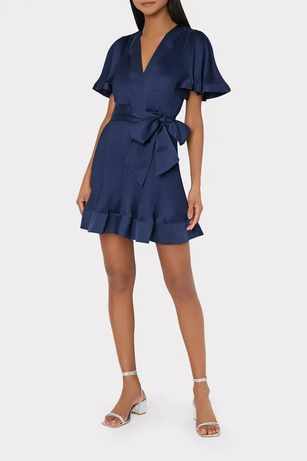 Women Dresses Milly Ellie Satin Pleated Mini Dress Navy Women Dresses Milly Ellie Satin Pleated Mini Dress Navy