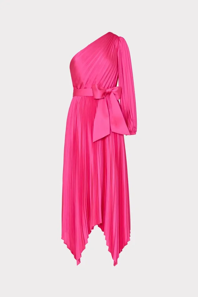 Women Dresses Milly Essi Satin Pleated One Shoulder Dress Pink