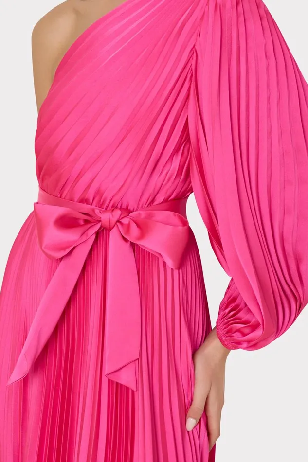 Women Dresses Milly Essi Satin Pleated One Shoulder Dress Pink Women Dresses Milly Essi Satin Pleated One Shoulder Dress Pink