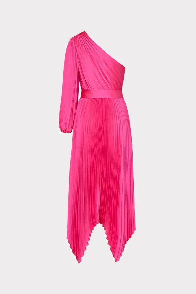Women Dresses Milly Essi Satin Pleated One Shoulder Dress Pink Women Dresses Milly Essi Satin Pleated One Shoulder Dress Pink