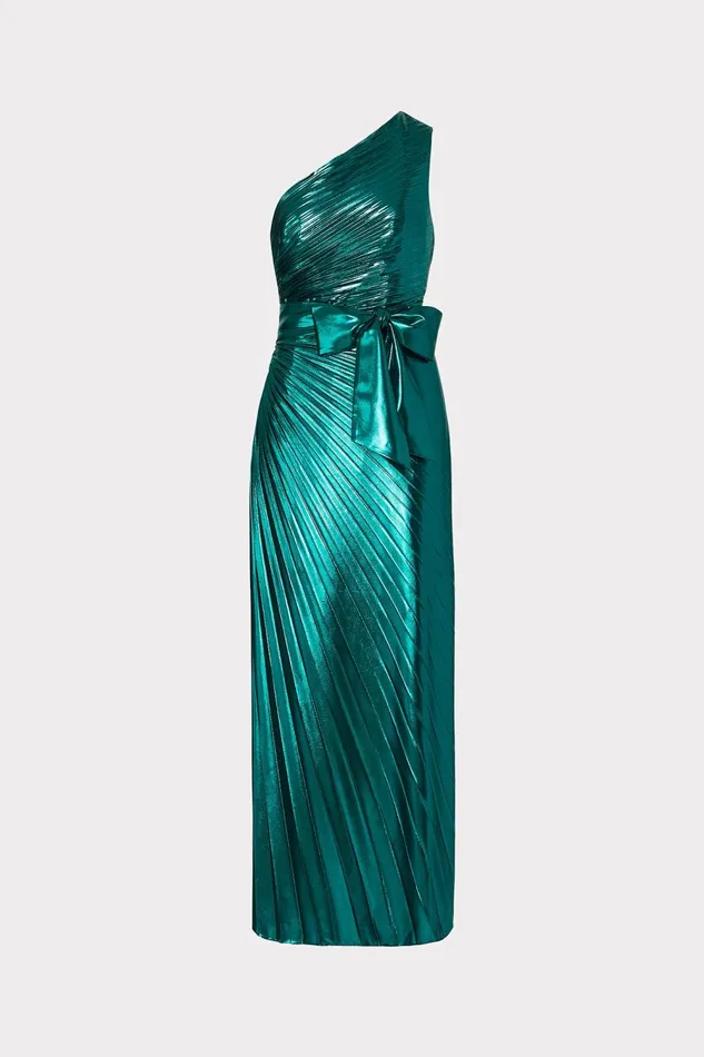 Women Dresses Milly Estelle Pleated Lam Dress Green