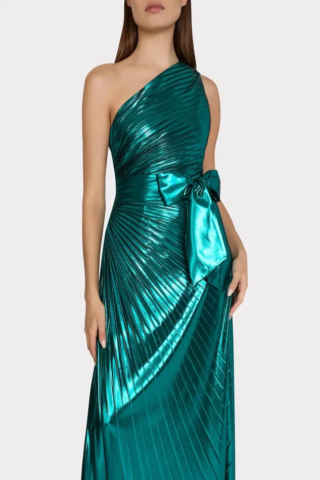 Women Dresses Milly Estelle Pleated Lam Dress Green Women Dresses Milly Estelle Pleated Lam Dress Green