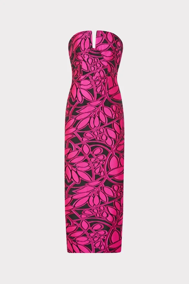 Women Dresses Milly Judith Pink Palm Jacquard Dress Pinkblack