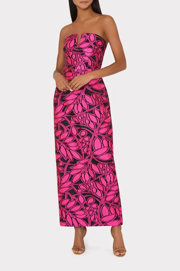 Women Dresses Milly Judith Pink Palm Jacquard Dress Pinkblack