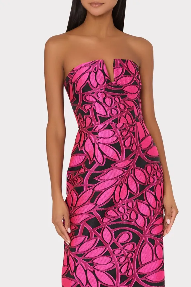 Women Dresses Milly Judith Pink Palm Jacquard Dress Pinkblack
