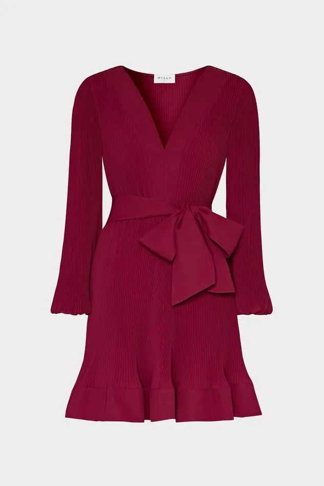Women Dresses Milly Liv Pleated Dress Wine