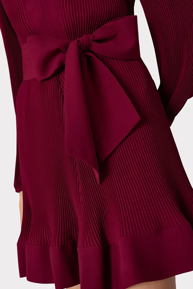 Women Dresses Milly Liv Pleated Dress Wine