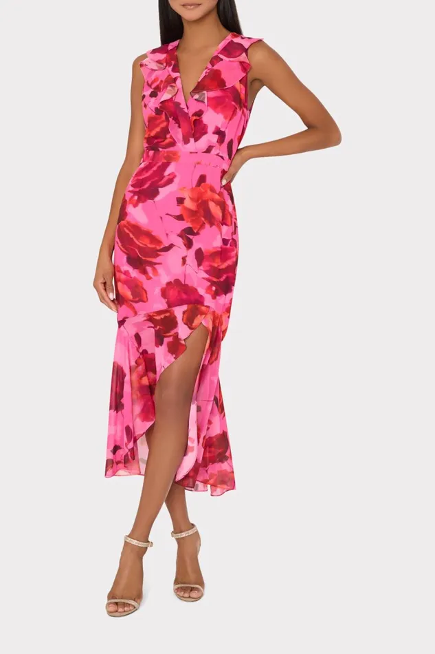 Women Dresses Milly Nanci Blurred Blossom Ruffle Dress Pink Multi Women Dresses Milly Nanci Blurred Blossom Ruffle Dress Pink Multi