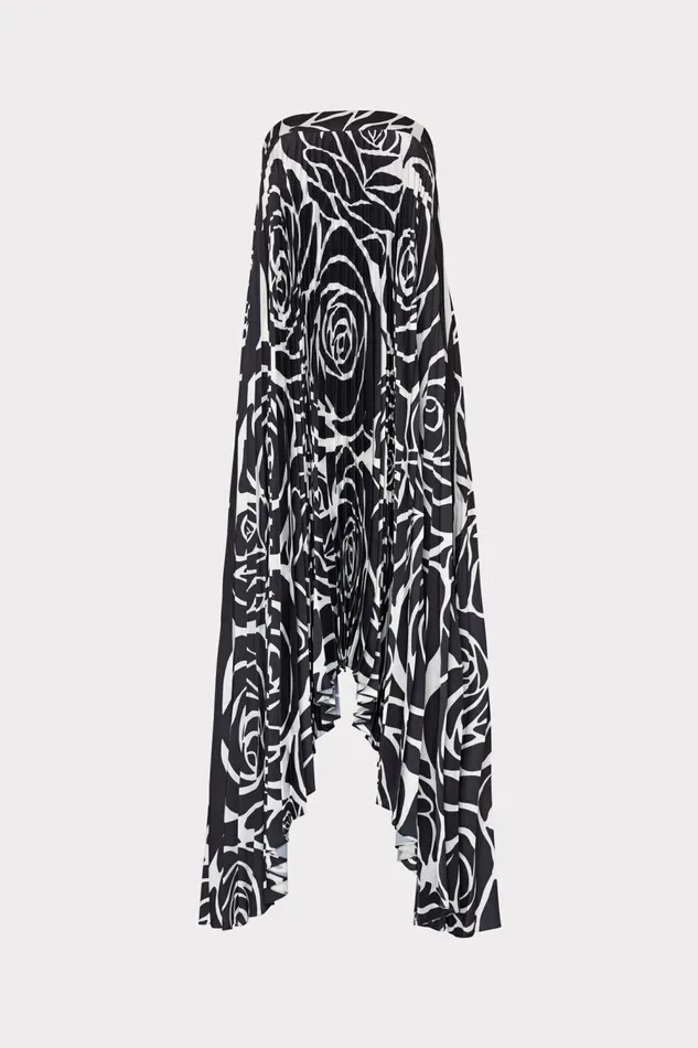 Women Dresses Milly Nava Black Rose Strapless Pleated Dress Black Rose