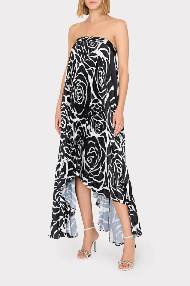 Women Dresses Milly Nava Black Rose Strapless Pleated Dress Black Rose Women Dresses Milly Nava Black Rose Strapless Pleated Dress Black Rose