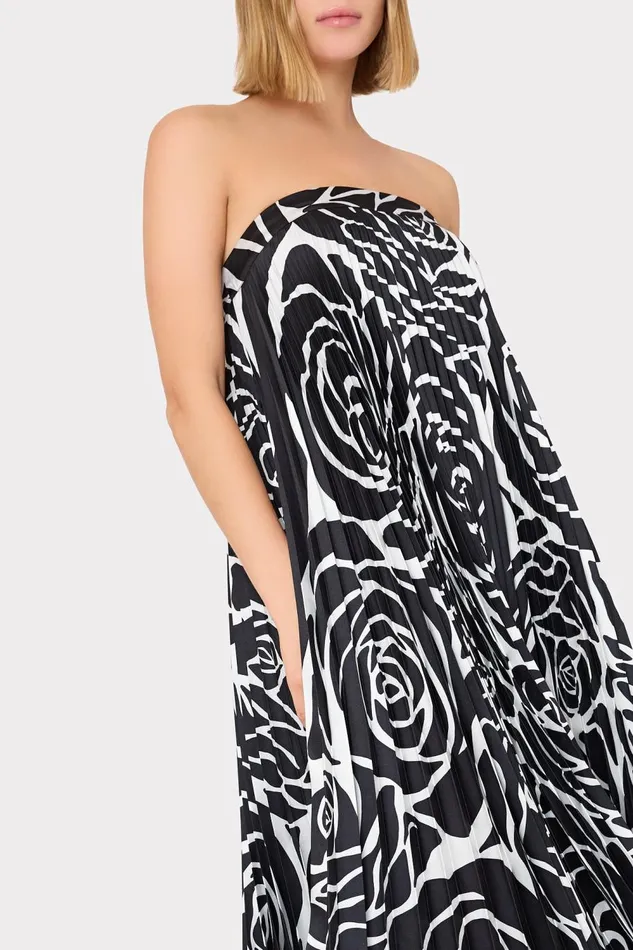 Women Dresses Milly Nava Black Rose Strapless Pleated Dress Black Rose Women Dresses Milly Nava Black Rose Strapless Pleated Dress Black Rose