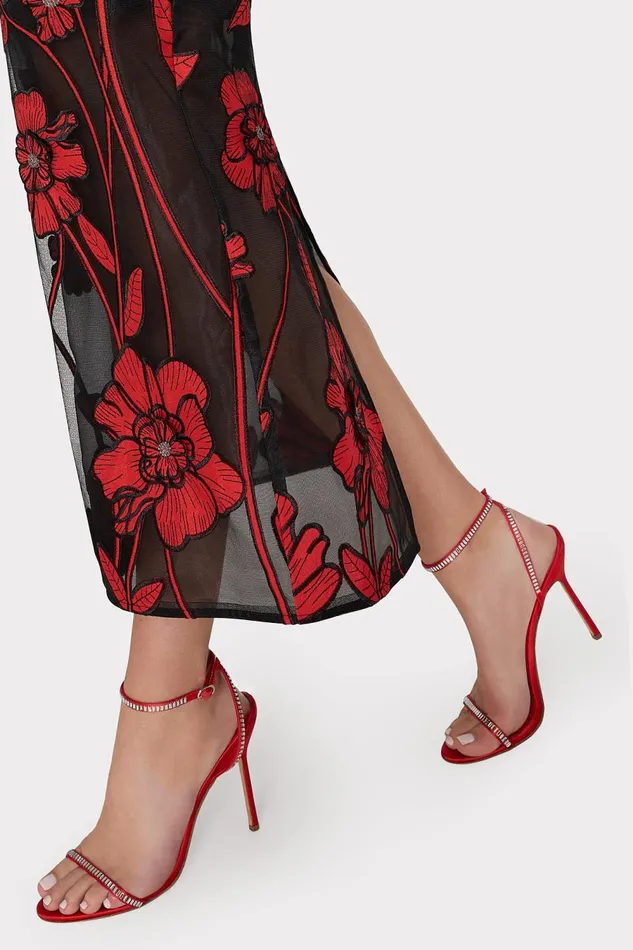 Women Dresses Milly Shiloh Grand Fleur Embroidered Dress Red Women Dresses Milly Shiloh Grand Fleur Embroidered Dress Red