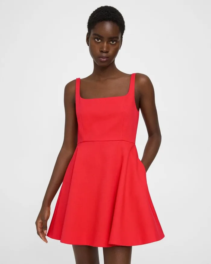 Women Dresses Theory Flared Mini Dress In Cotton Piqueacute Grenadine