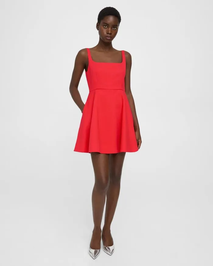Women Dresses Theory Flared Mini Dress In Cotton Piqueacute Grenadine