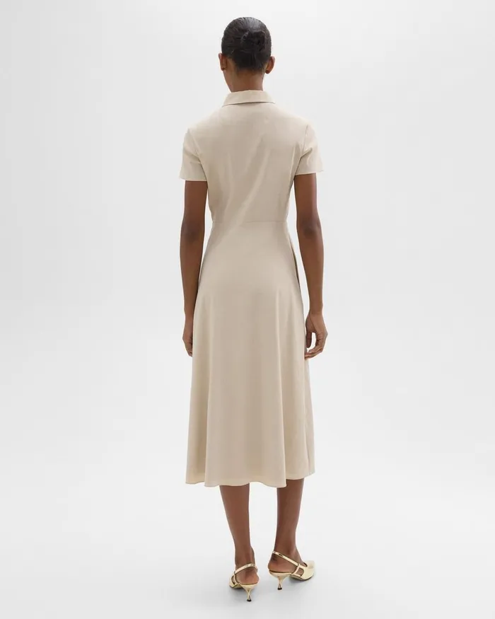 Women Dresses Theory Midi Shirt Dress In Good Linen Straw