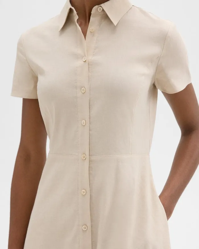Women Dresses Theory Midi Shirt Dress In Good Linen Straw