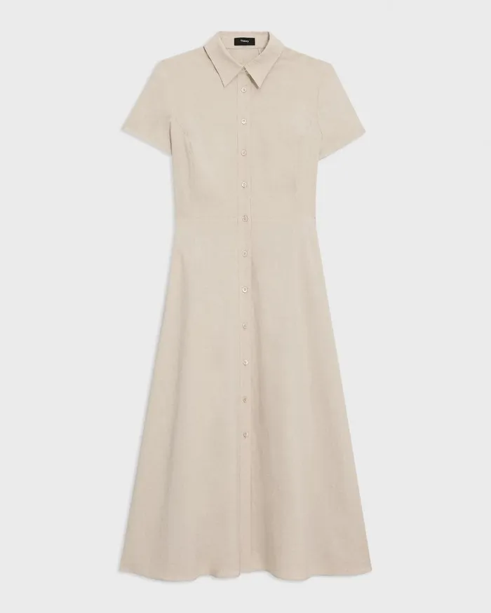 Women Dresses Theory Midi Shirt Dress In Good Linen Straw