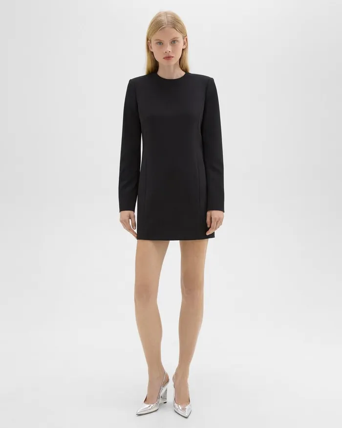 Women Dresses Theory Mini Tunic Dress In Crepe Black