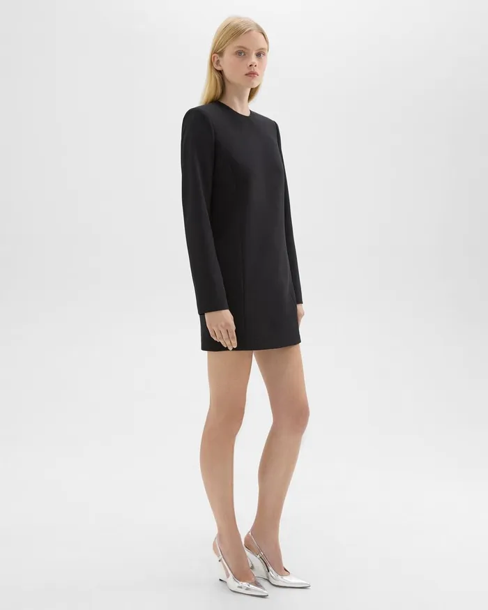 Women Dresses Theory Mini Tunic Dress In Crepe Black