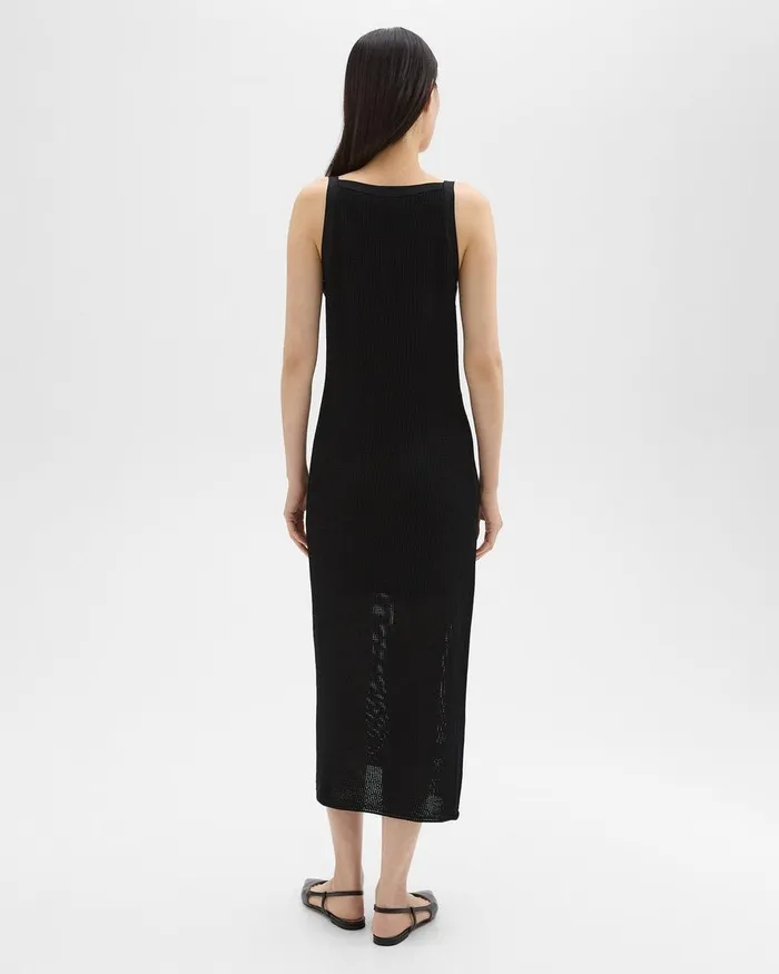 Women Dresses Theory Pointelle Midi Dress In Crepe Knit Black