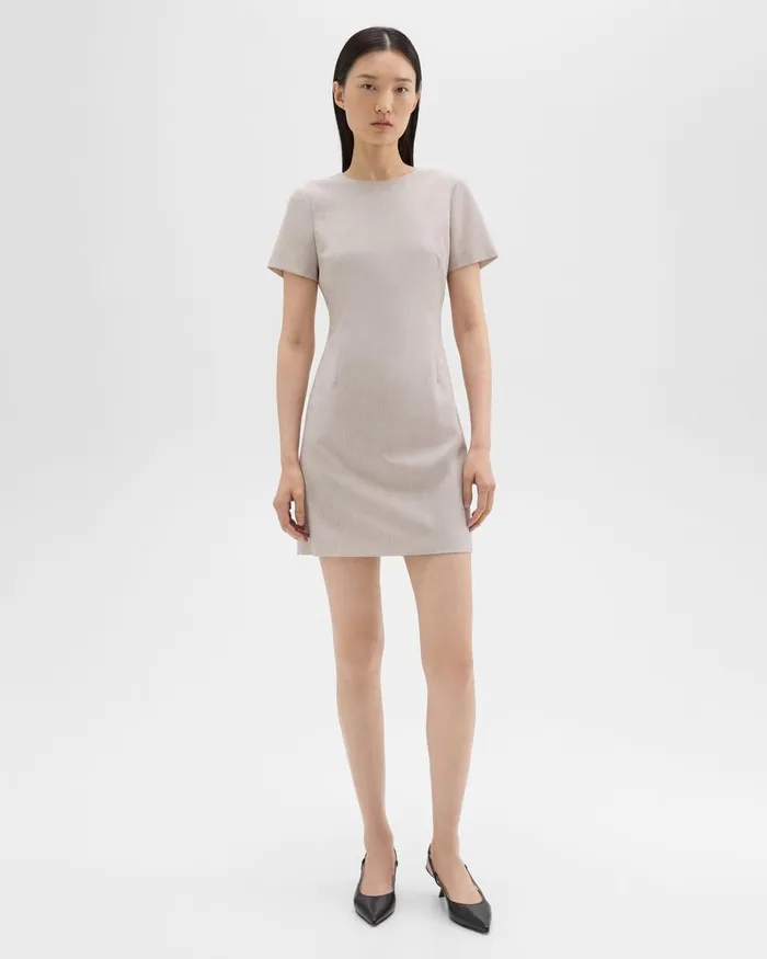 Women Dresses Theory Sheath Dress In Good Wool Sand Melange