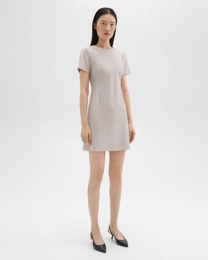 Women Dresses Theory Sheath Dress In Good Wool Sand Melange